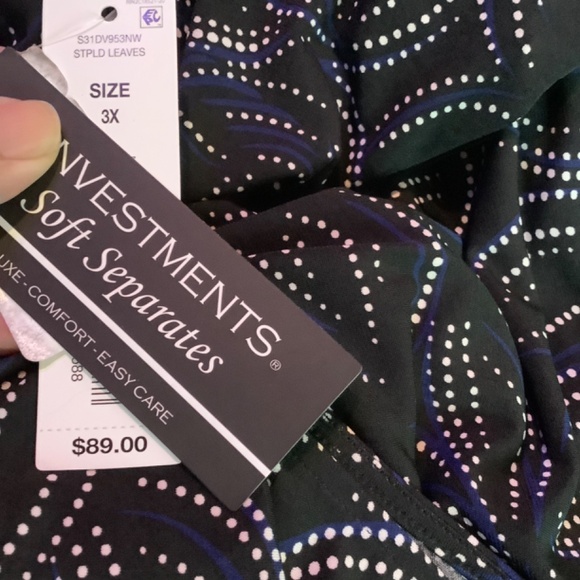 Investments plus size 3X  black blue soft casual - Picture 5 of 5